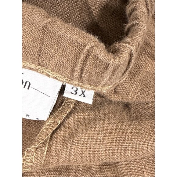 Hot Cotton Pants Womens Size 3X Brown Drawstring Lagenlook Minimal‎ Hippie Linen - Picture 9 of 15